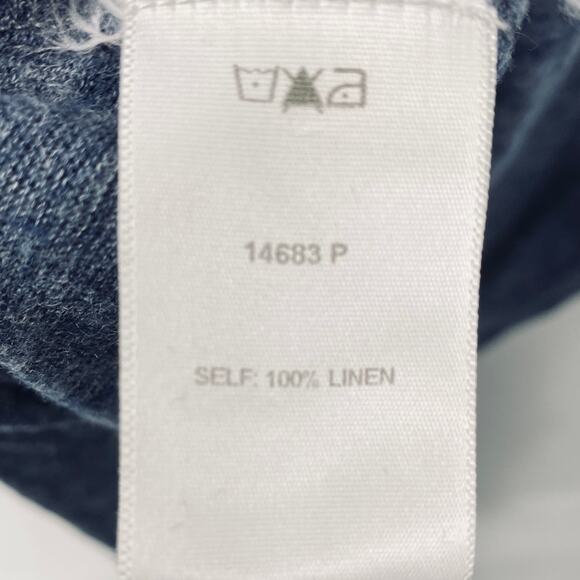 Anthropologie Linen Maxi Dress Side Slits Short Sleeve Slate Blue Space Dye XS P - Picture 8 of 9